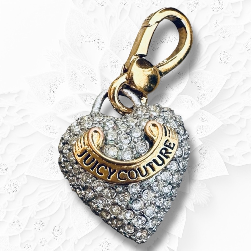 Rare Vintage Y2K Juicy Couture Encrusted Puffy Heart Shaped Pave Charm